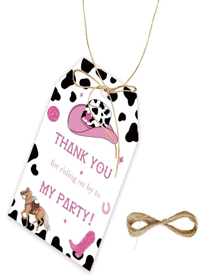 FORSHEEP 50pcs Cowgirl Thank You Tags, Cowgirl Gift Tag with String for Western Party, Little Cowgirl Themded Thank You Paper Tags for Girl Birthday Party Favors - Image 1